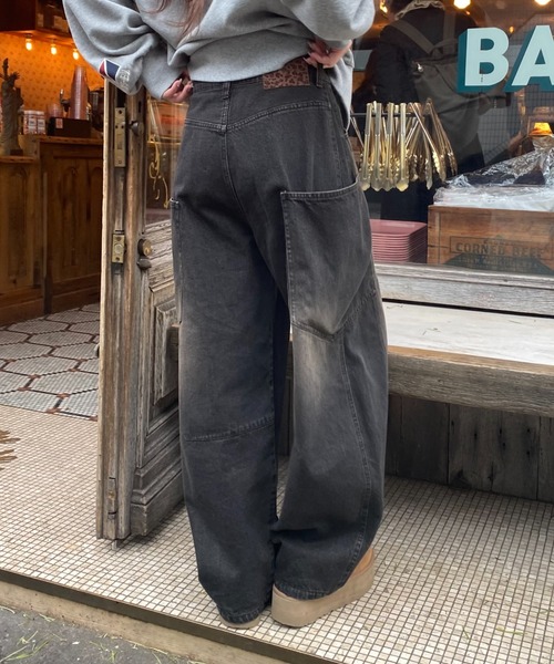 ウエスト調節可/2サイズ展開】デザイン切替デニム（デニムパンツ