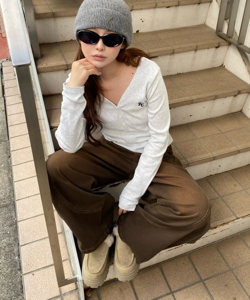 RAY CASSIN（レイカズン）の「【ウエスト調節可/2サイズ展開】デザイン切替デニム（デニムパンツ・レディース・ブルー/ブラック/ブラウン/ネイビー・S/M）」の13枚目の写真