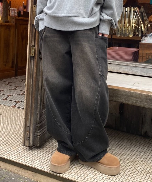 RAY CASSIN（レイカズン）の「【ウエスト調節可/2サイズ展開】デザイン切替デニム（デニムパンツ・レディース・ブルー/ブラック/ブラウン/ネイビー・S/M）」の16枚目の写真