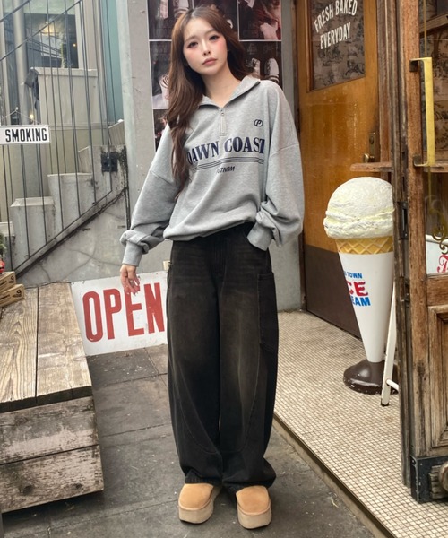 RAY CASSIN（レイカズン）の「【ウエスト調節可/2サイズ展開】デザイン切替デニム（デニムパンツ・レディース・ブルー/ブラック/ブラウン/ネイビー・S/M）」の19枚目の写真