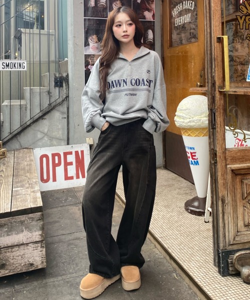 RAY CASSIN（レイカズン）の「【ウエスト調節可/2サイズ展開】デザイン切替デニム（デニムパンツ・レディース・ブルー/ブラック/ブラウン/ネイビー・S/M）」の20枚目の写真