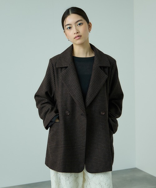 ビッキー（VICKY）/ツィーディチェックWボタンジャコット セール】ツィーディチェックWボタンジャコット（その他アウター