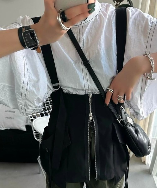 CFT.（シフト）の「ナイロンステッチクロップドプルオーバー（シャツ/ブラウス・レディース・グレー/ブラック/ホワイト・FREE）」の5枚目の写真