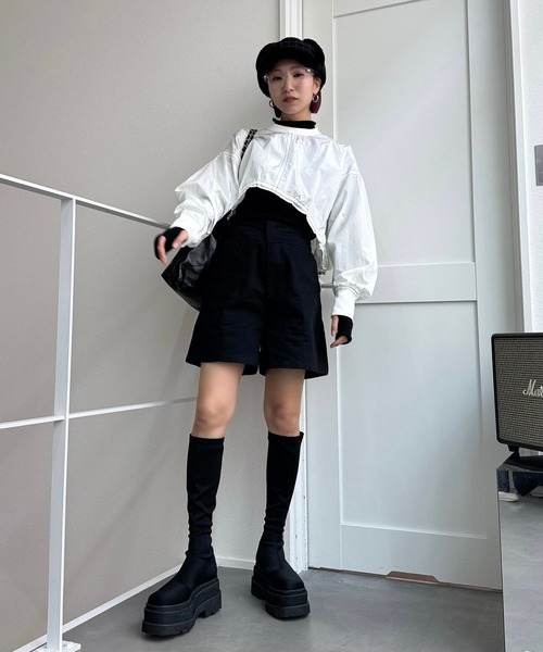 CFT.（シフト）の「ナイロンステッチクロップドプルオーバー（シャツ/ブラウス・レディース・グレー/ブラック/ホワイト・FREE）」の9枚目の写真