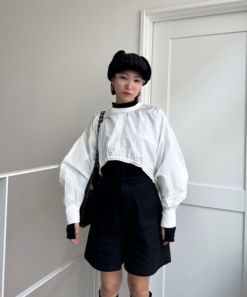 CFT.（シフト）の「ナイロンステッチクロップドプルオーバー（シャツ/ブラウス・レディース・グレー/ブラック/ホワイト・FREE）」の14枚目の写真