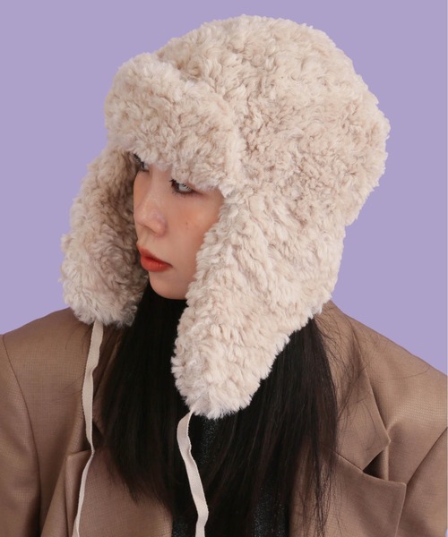 CONTROL FREAK（コントロールフリーク）の「CONTROL FREAK / CTFK（コントロールフリーク/シーティーエフケー）フェイクボアフライトキャップ（ニットキャップ/ビーニー・レディース・ブラック/ボルドー/ベージュ・FREE）」の3枚目の写真