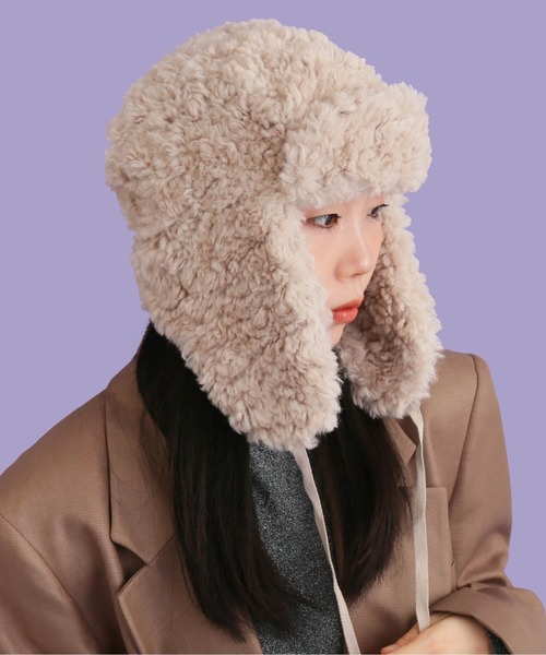 CONTROL FREAK（コントロールフリーク）の「CONTROL FREAK / CTFK（コントロールフリーク/シーティーエフケー）フェイクボアフライトキャップ（ニットキャップ/ビーニー・レディース・ブラック/ボルドー/ベージュ・FREE）」の4枚目の写真