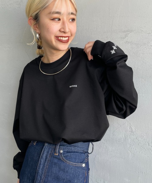 タトラス　ブラックカットソー TATRAS/タトラス] SICADO ワンポイントロゴ ロングスリーブTシャツ（T
