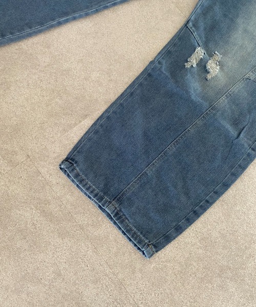 lilful（リルフル）の「ウォッシュ加工ダメージワイドカーブシルエットバギーデニムパンツ（デニムパンツ・メンズ・ライトブルー/ブルー・L/M）」の11枚目の写真