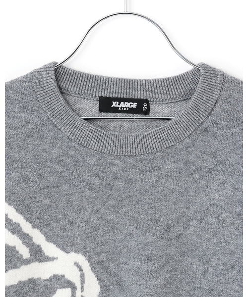 XLARGE KIDS（エクストララージキッズ）の「OGフェイスニットプルオーバー（ニット/セーター・キッズ・トップグレー/ブラック・100cm/140cm/110cm/130cm/120cm）」の4枚目の写真