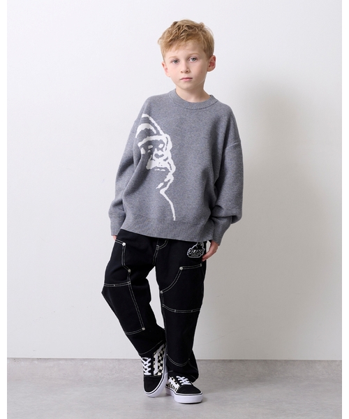 XLARGE KIDS（エクストララージキッズ）の「OGフェイスニットプルオーバー（ニット/セーター・キッズ・トップグレー/ブラック・100cm/140cm/110cm/130cm/120cm）」の12枚目の写真