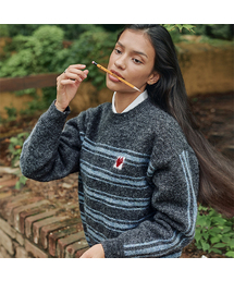 95ヴィンテージストライプニット-チャコール