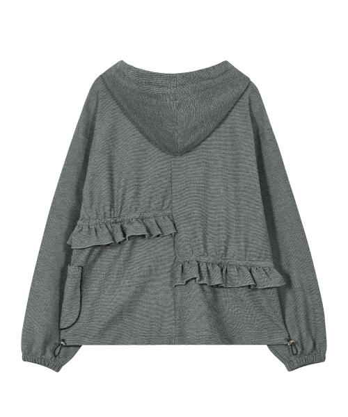 TYPESERVICE（タイプサービス）の「Ruffled Comfy Zip Hoodie [Gray]（パーカー・レディース・その他・FREE）」の2枚目の写真