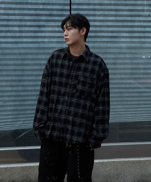 NOMANUAL（NOMANUAL）の「FLANNEL CHECK SHIRT - BLACK（シャツ/ブラウス・レディース・その他・MEDIUM/LARGE/X-LARGE）」の8枚目の写真