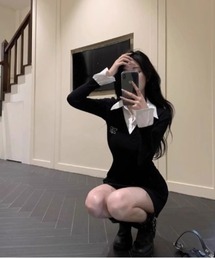 Vini | ダブルカラーレイヤード風ミニワンピース(ワンピース)