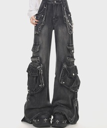A'gem（エージェム）の「A'GEM/9 × .kom 『A'gem/エージェム』Vintage Volume Multi-Pocket Cargo Denim /ヴィンテージボリュームカーゴデニム（カーゴパンツ）」