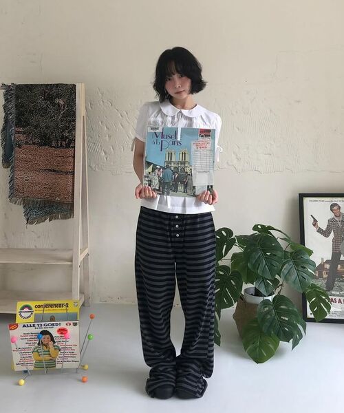 PARTIMENTO WOMEN(パルティメントウィメン)の「PWC ストライプジャージワイドパンツ_ブラック(スウェットパンツ・レディース・その他・SMALL/MEDIUM)」の11枚目の写真
