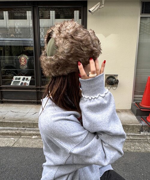 CIAOPANIC（チャオパニック）の「フライトファーキャップ（キャップ・レディース・ベージュ/カーキ・ONE SIZE）」の5枚目の写真