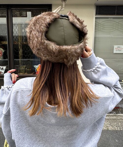 CIAOPANIC（チャオパニック）の「フライトファーキャップ（キャップ・レディース・ベージュ/カーキ・ONE SIZE）」の4枚目の写真