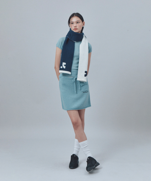 LOGO KNIT MUFFLER - NAVY（マフラー）｜Rest&Recreation（レスト