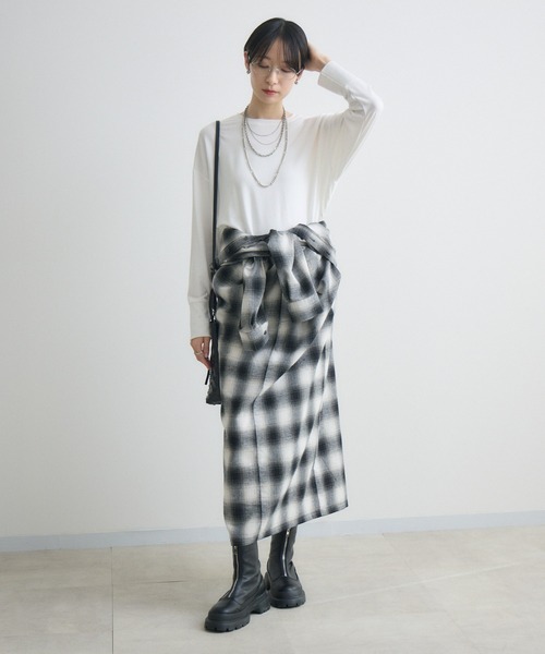 Paradise Picnic（パラダイスピクニック）の「ROSIEE オンブレチェックワンピース（ワンピース・レディース・グレー/ホワイト・FREE）」の2枚目の写真