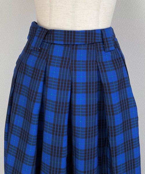 秋冬新作】チェック柄プリーツロングフレアスカート（スカート）｜LADY