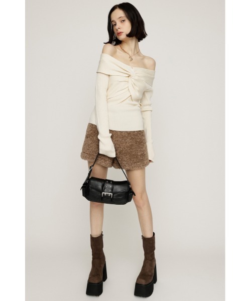 SLY（スライ）の「TWIST RIBBON KNIT TOPS ツイストリボン ニット トップス 秋服 冬服（ニット/セーター・レディース・レッド/ブラック/杢グレー/アイボリー・FREE）」の5枚目の写真