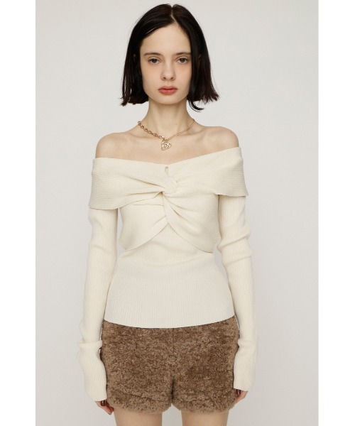 SLY（スライ）の「TWIST RIBBON KNIT TOPS ツイストリボン ニット トップス 秋服 冬服（ニット/セーター・レディース・レッド/ブラック/杢グレー/アイボリー・FREE）」の9枚目の写真