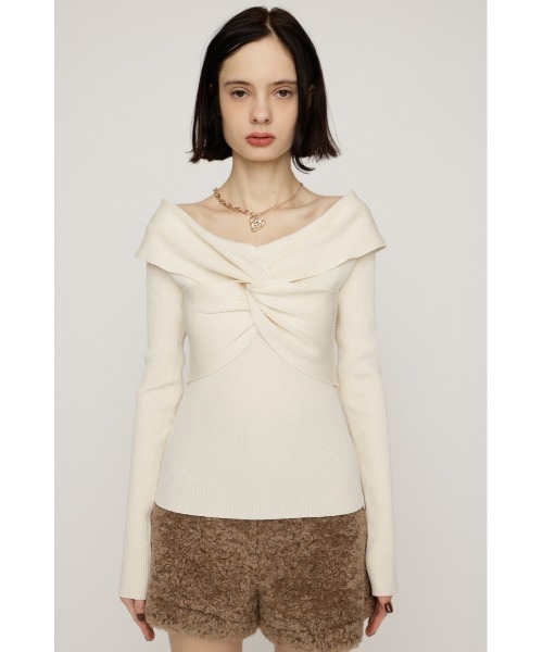 SLY（スライ）の「TWIST RIBBON KNIT TOPS ツイストリボン ニット トップス 秋服 冬服（ニット/セーター・レディース・レッド/ブラック/杢グレー/アイボリー・FREE）」の12枚目の写真