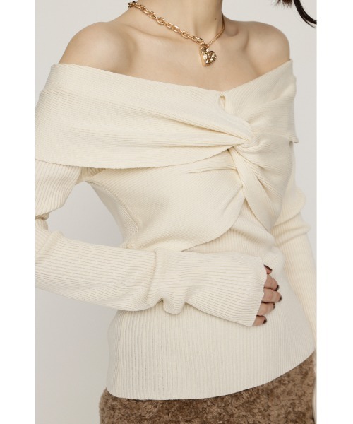 SLY（スライ）の「TWIST RIBBON KNIT TOPS ツイストリボン ニット トップス 秋服 冬服（ニット/セーター・レディース・レッド/ブラック/杢グレー/アイボリー・FREE）」の14枚目の写真