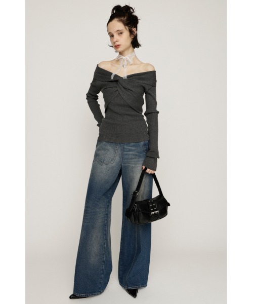 SLY（スライ）の「TWIST RIBBON KNIT TOPS ツイストリボン ニット トップス 秋服 冬服（ニット/セーター・レディース・レッド/ブラック/杢グレー/アイボリー・FREE）」の16枚目の写真