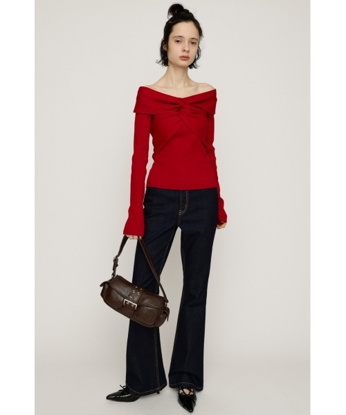 SLY（スライ）の「TWIST RIBBON KNIT TOPS ツイストリボン ニット トップス 秋服 冬服（ニット/セーター・レディース・レッド/ブラック/杢グレー/アイボリー・FREE）」の20枚目の写真