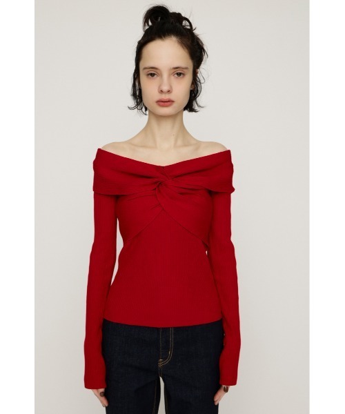 SLY（スライ）の「TWIST RIBBON KNIT TOPS ツイストリボン ニット トップス 秋服 冬服（ニット/セーター・レディース・レッド/ブラック/杢グレー/アイボリー・FREE）」の21枚目の写真