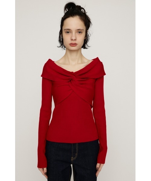 SLY（スライ）の「TWIST RIBBON KNIT TOPS ツイストリボン ニット トップス 秋服 冬服（ニット/セーター・レディース・レッド/ブラック/杢グレー/アイボリー・FREE）」の22枚目の写真