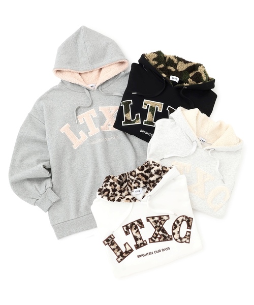 LOVETOXIC（ラブトキシック）の「【LTXC】【綿100％】裏起毛ボアロゴパーカー（パーカー・キッズ・ブラック/オフホワイト/ホワイト系その他/トップグレー・L:160cm/M:150cm/130cm/S:140cm）」の11枚目の写真