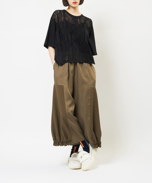 gomme（ゴム）の「ヘムギャザーツイルパンツ（その他パンツ・レディース・ブラック/カーキ/ネイビー・MEDIUM）」の5枚目の写真