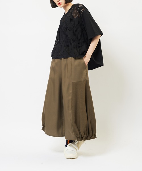 gomme（ゴム）の「ヘムギャザーツイルパンツ（その他パンツ・レディース・ブラック/カーキ/ネイビー・MEDIUM）」の6枚目の写真