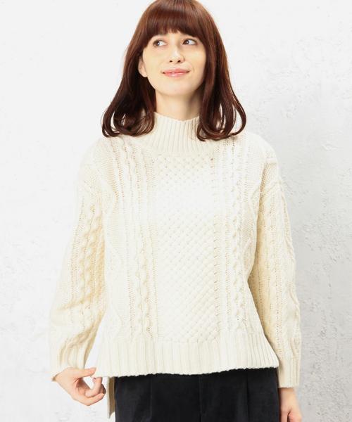 green label relaxing（グリーンレーベルリラクシング）の「CB W/NY ARAN H/N プルオーバー ニット（ニット/セーター・レディース・オフホワイト/ライトグレー/ロイヤルブルー/ホワイト/グレー・FREE）」の3枚目の写真