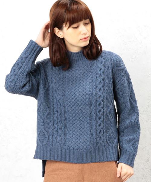 green label relaxing（グリーンレーベルリラクシング）の「CB W/NY ARAN H/N プルオーバー ニット（ニット/セーター・レディース・オフホワイト/ライトグレー/ロイヤルブルー/ホワイト/グレー・FREE）」の5枚目の写真