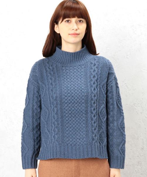 green label relaxing（グリーンレーベルリラクシング）の「CB W/NY ARAN H/N プルオーバー ニット（ニット/セーター・レディース・オフホワイト/ライトグレー/ロイヤルブルー/ホワイト/グレー・FREE）」の7枚目の写真