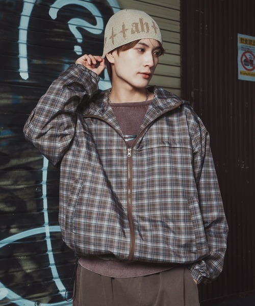 improves(インプローブス)の「チェック柄 ポリデュスポ パーカーブルゾン(ナイロンジャケット・メンズ・ブラウン/ブルー・SMALL/MEDIUM/LARGE/X-LARGE)」の5枚目の写真