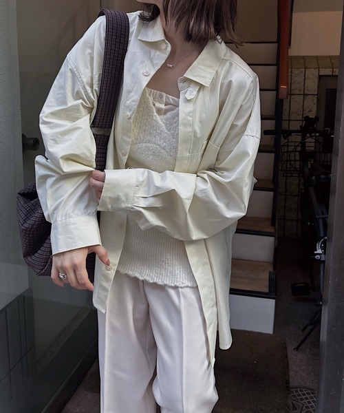 nananamoe(ナナナモエ)の「chin strap big silhouette SH(シャツ/ブラウス・レディース・チャコールグレー/クリーム・FREE)」の19枚目の写真