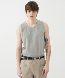 WINDER（ワインダー）の「SLANT RIB SLEEVELESS TOP - MELANGE GREY（Tシャツ/カットソー）」