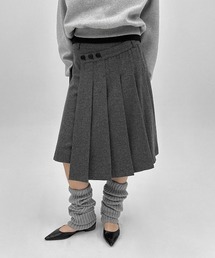 BLACKUP | [MADE] モクーンウール混プリーツラップミディスカート(スカート)