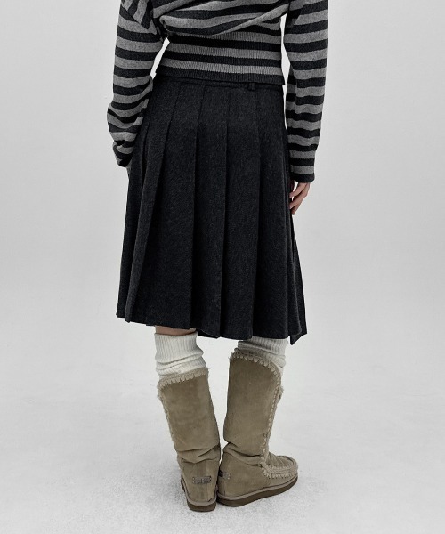 BLACKUP（ブラックアップ）の「[MADE] モクーンウール混プリーツラップミディスカート（スカート・レディース・ブラック/チャコール・FREE）」の17枚目の写真