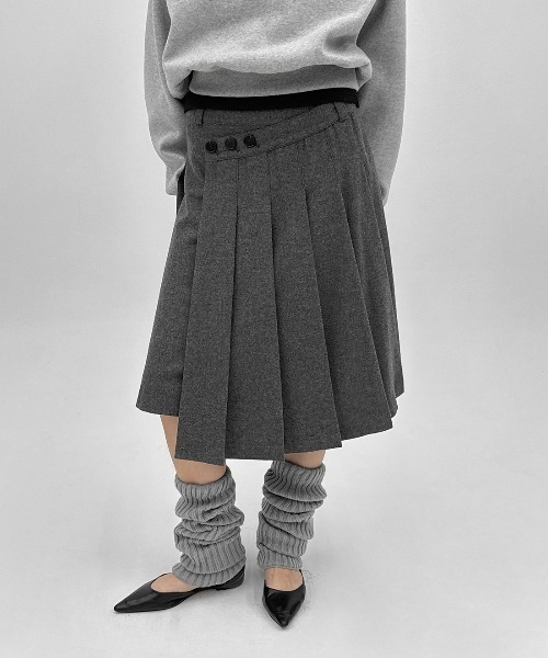 BLACKUP（ブラックアップ）の「[MADE] モクーンウール混プリーツラップミディスカート（スカート・レディース・ブラック/チャコール・FREE）」の9枚目の写真