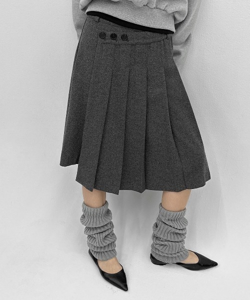 BLACKUP（ブラックアップ）の「[MADE] モクーンウール混プリーツラップミディスカート（スカート・レディース・ブラック/チャコール・FREE）」の8枚目の写真