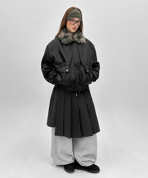 BLACKUP（ブラックアップ）の「[MADE] モクーンウール混プリーツラップミディスカート（スカート・レディース・ブラック/チャコール・FREE）」の18枚目の写真