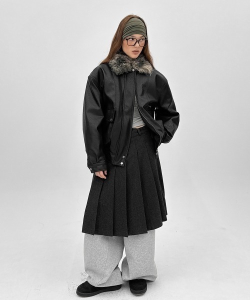 BLACKUP（ブラックアップ）の「[MADE] モクーンウール混プリーツラップミディスカート（スカート・レディース・ブラック/チャコール・FREE）」の19枚目の写真