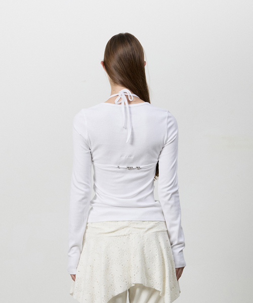 THREE TO EIGHTY（スリートゥエイティー）の「BEADY BRA LAYER LONG SLEEVE TEE WHITE（Tシャツ/カットソー・レディース・その他・FREE）」の3枚目の写真